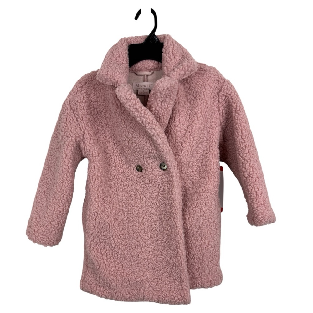 NWT Biscotti COLLEZIONI Kids Sherpa Coat Size 5 or 6 Pink Cozy Warm Mid Length
